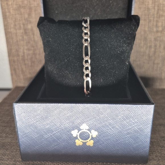 Vintage Mens Silver Figaro Chain Bracelet - Picture 4 of 7